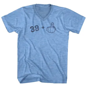 39   Middle Finger Adult Tri-Blend V-neck T-shirt