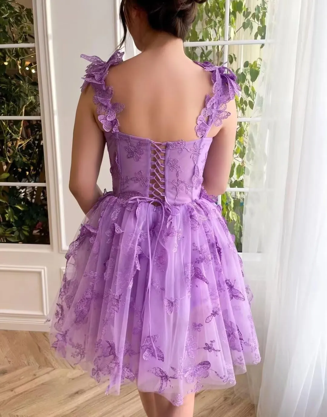 3D Butterfly Tulle Homecoming Dresses for Teens A-Line Short Prom Cocktail Dress