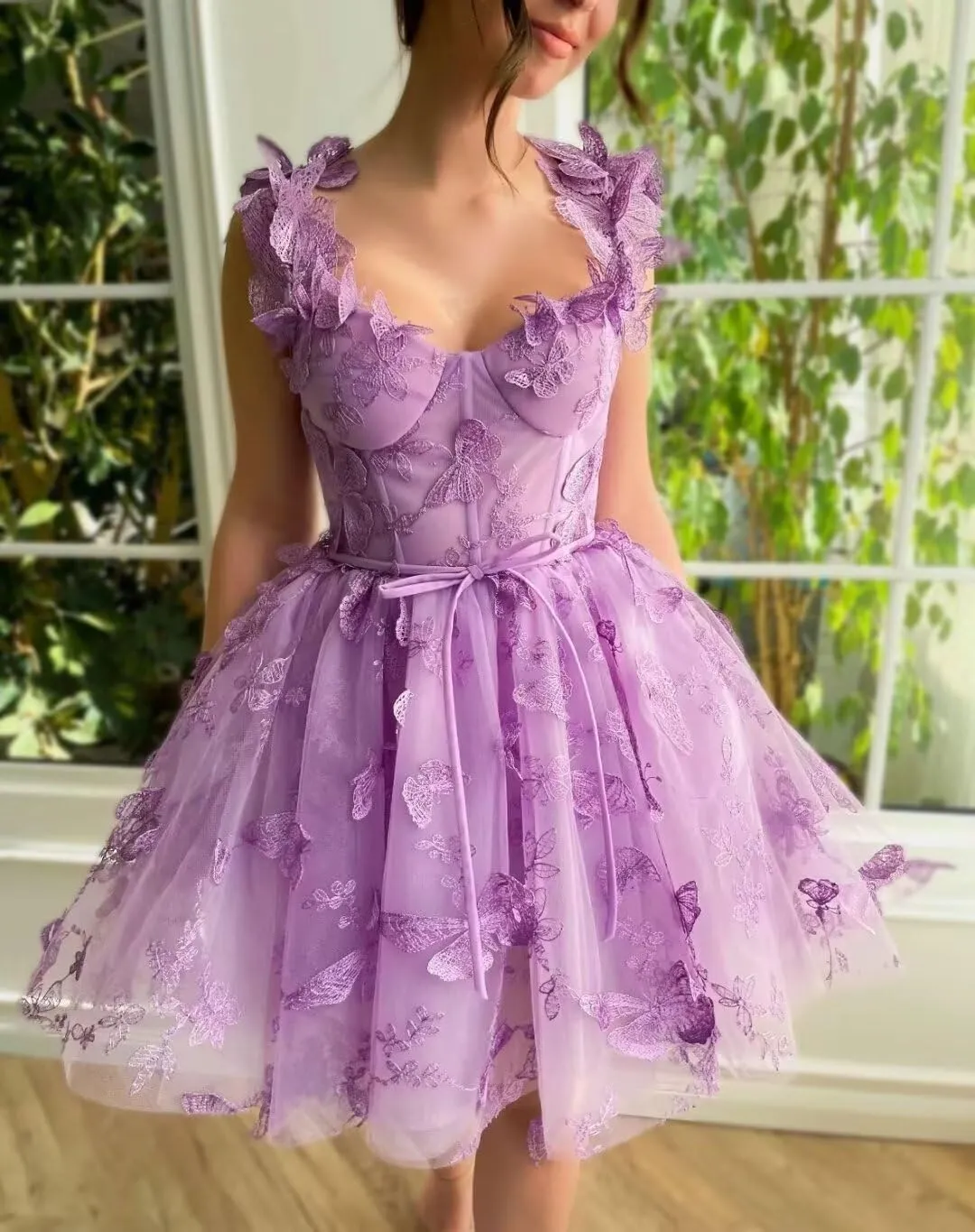 3D Butterfly Tulle Homecoming Dresses for Teens A-Line Short Prom Cocktail Dress