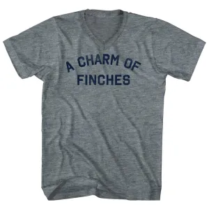 A Charm Of Finches Tri-Blend V-neck Womens Junior Cut T-shirt