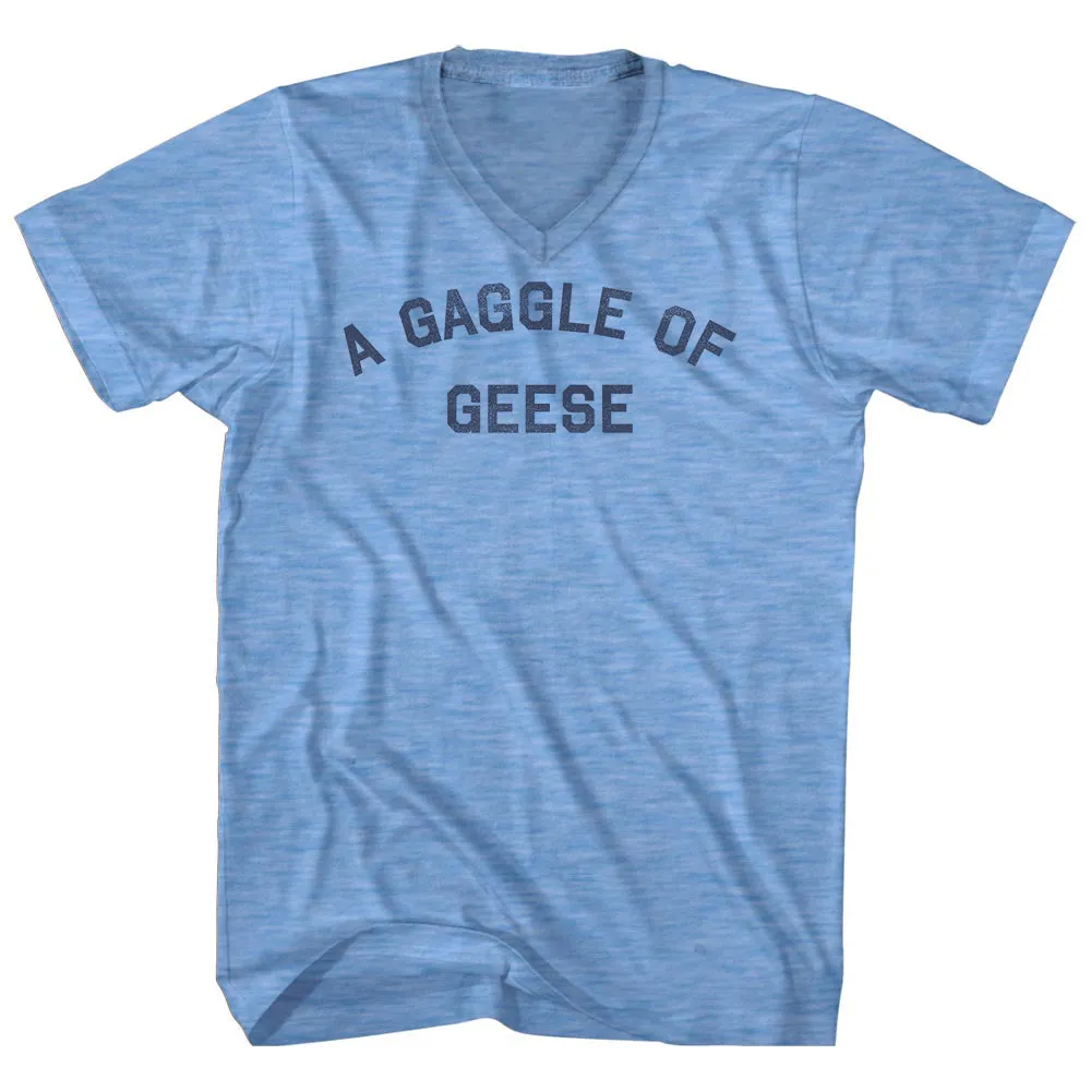 A Gaggle of Geese Adult Tri-Blend V-neck T-shirt