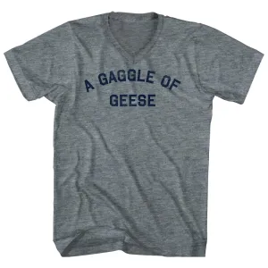 A Gaggle of Geese Tri-Blend V-neck Womens Junior Cut T-shirt