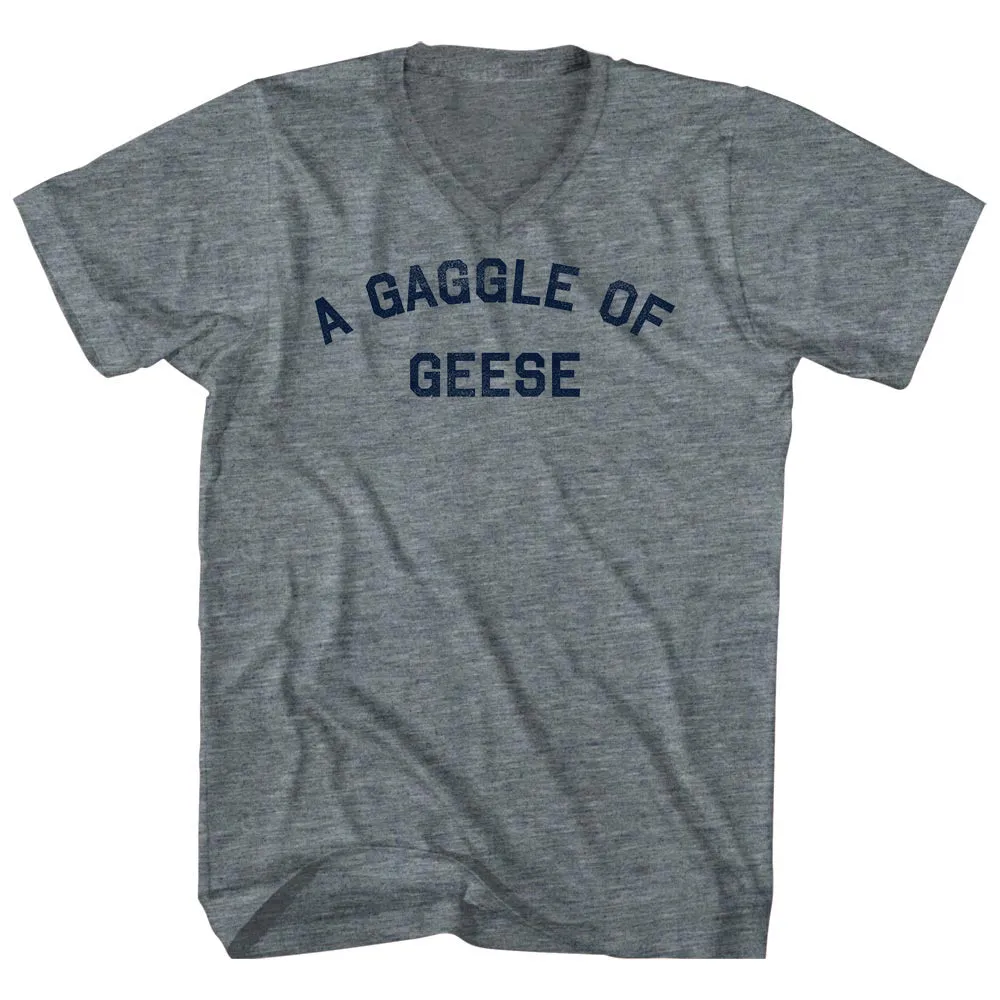 A Gaggle of Geese Tri-Blend V-neck Womens Junior Cut T-shirt