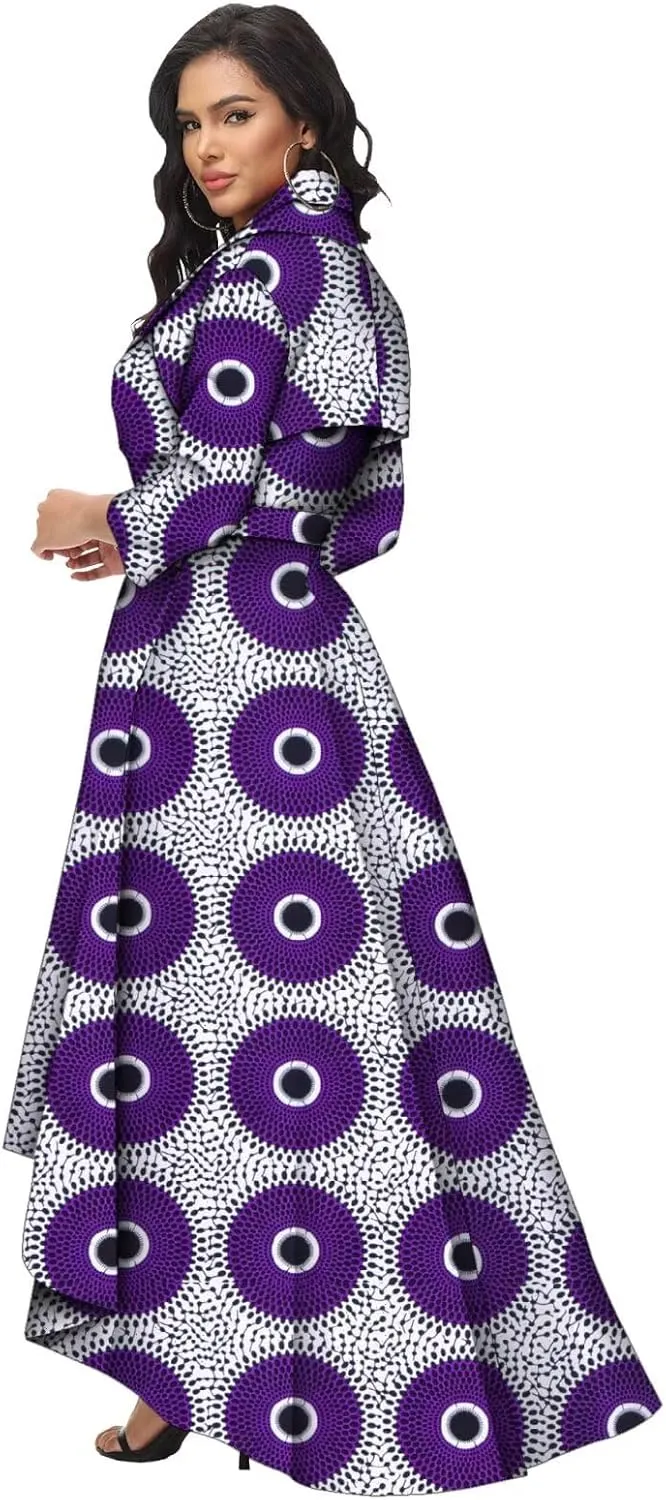 African Dresses for Women A-line Floor-Length Dress Traditional Ankara Kente Print Evening Dress