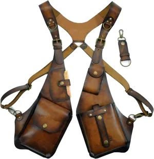 Anti Theft Harness for Men, Anti-Theft Harness Wallet for Men, Men Anti-Theft Underarm Shoulder Bag Adjustable PU Leather Strap Wallet Bag Outdoor Phone Bag (Brown)