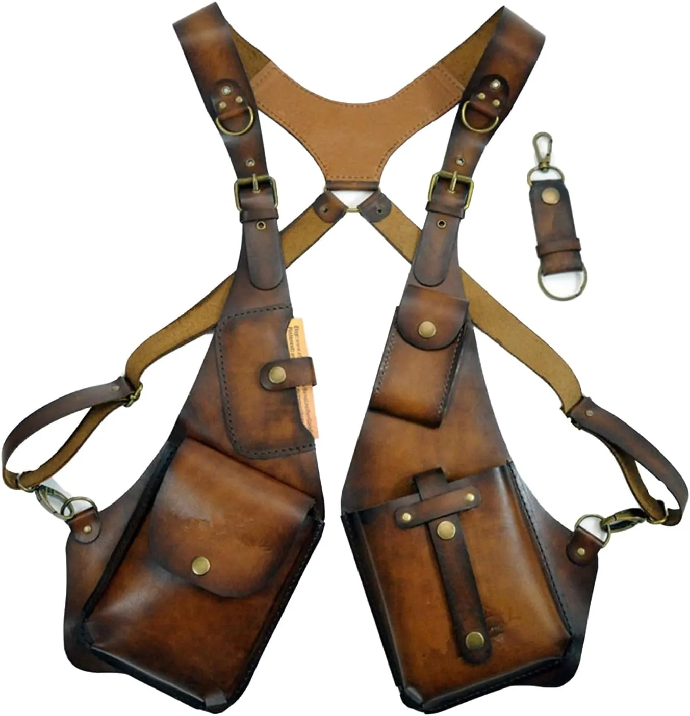 Anti Theft Harness for Men, Anti-Theft Harness Wallet for Men, Men Anti-Theft Underarm Shoulder Bag Adjustable PU Leather Strap Wallet Bag Outdoor Phone Bag (Brown)