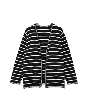 Becky Striped Cardigan | Black / White