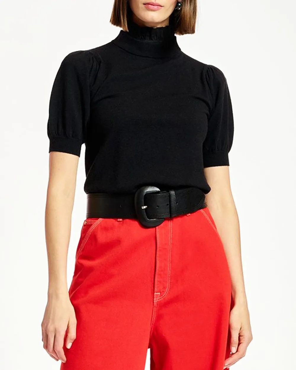 Black Cameroun Short Sleeve Sweater