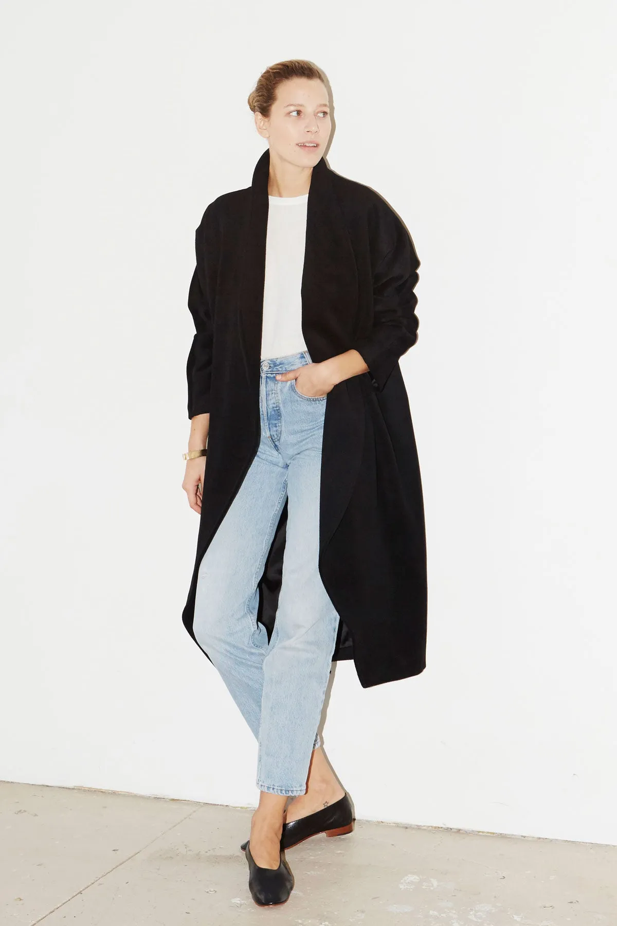 Black Escape Cashmere-Wool Blend Coat