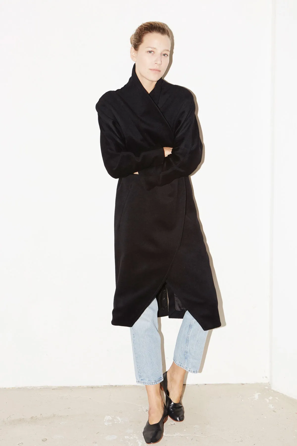 Black Escape Cashmere-Wool Blend Coat