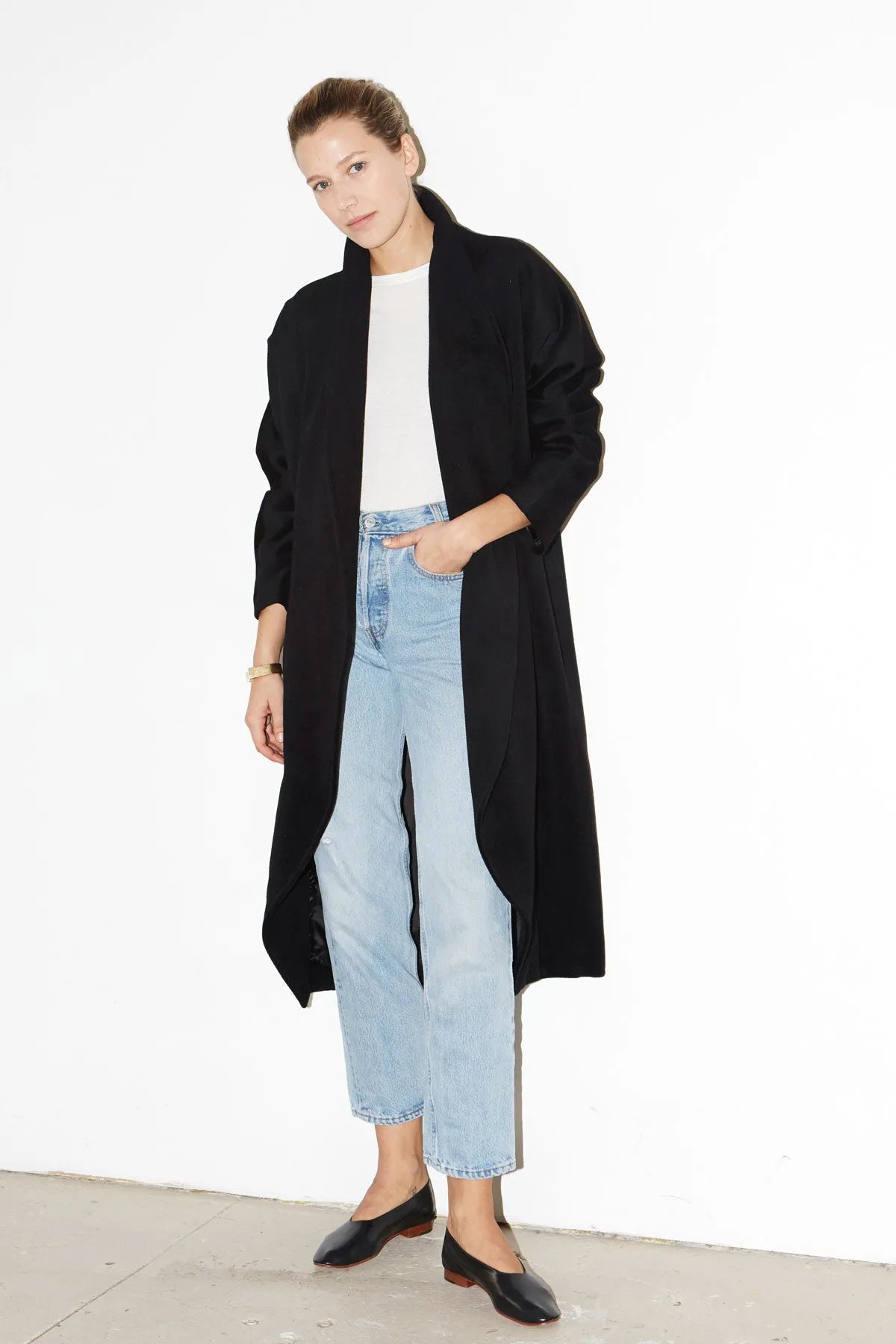 Black Escape Cashmere-Wool Blend Coat