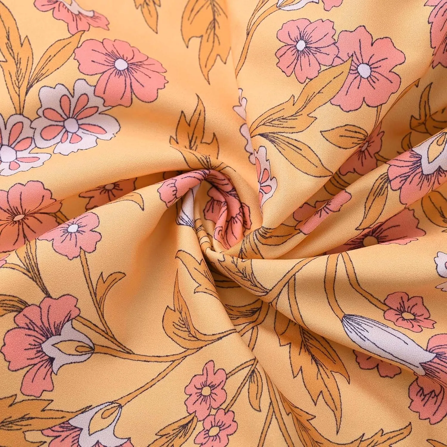 Boho Floral Pleated Long Skirts for Women Summer Casual Elastic High Waisted Skirts A-Line Flowy Swing Maxi Skirt