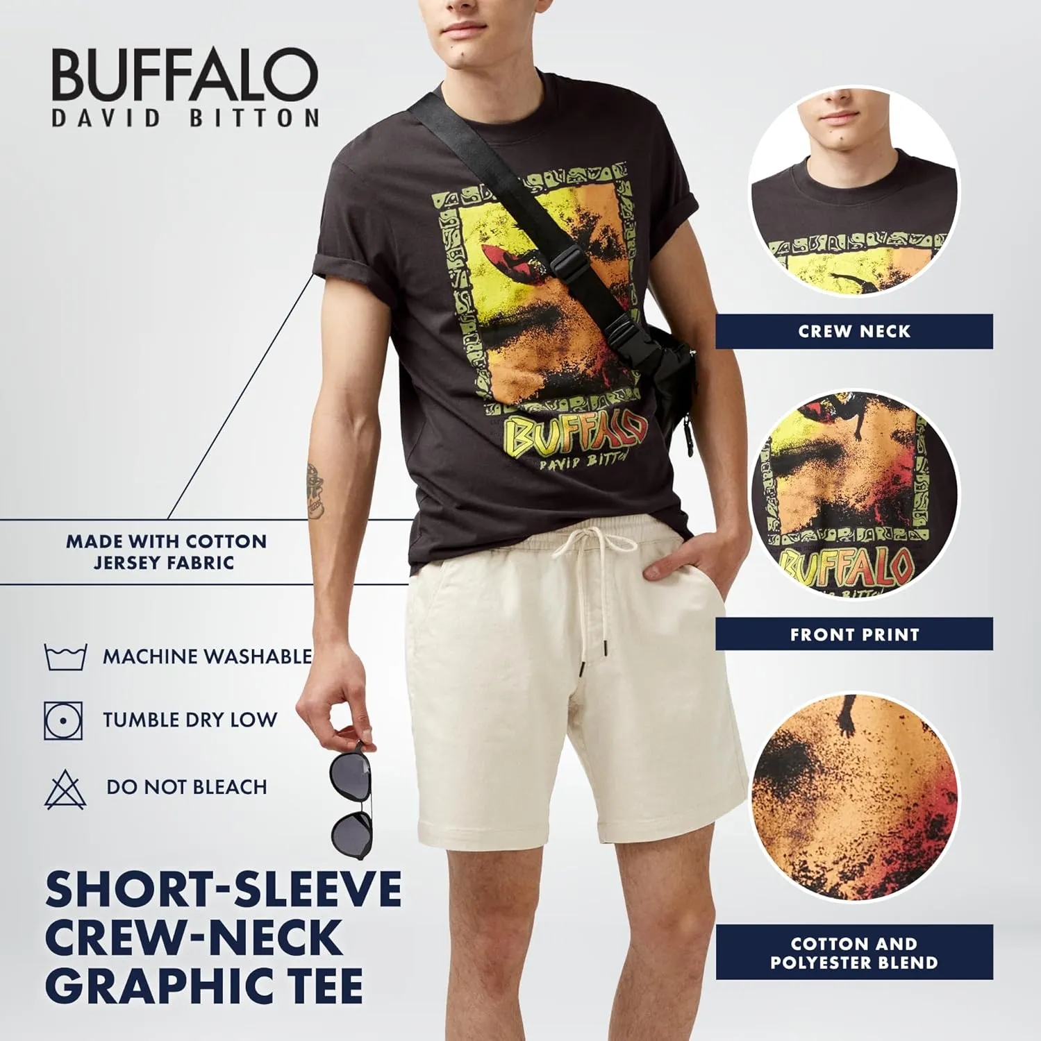 Buffalo David Bitton Men's Short Sleeve Crew Neck Graphic Tee