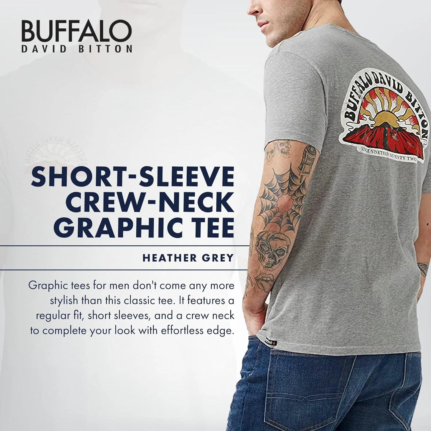 Buffalo David Bitton Men's Short Sleeve Crew Neck Graphic Tee