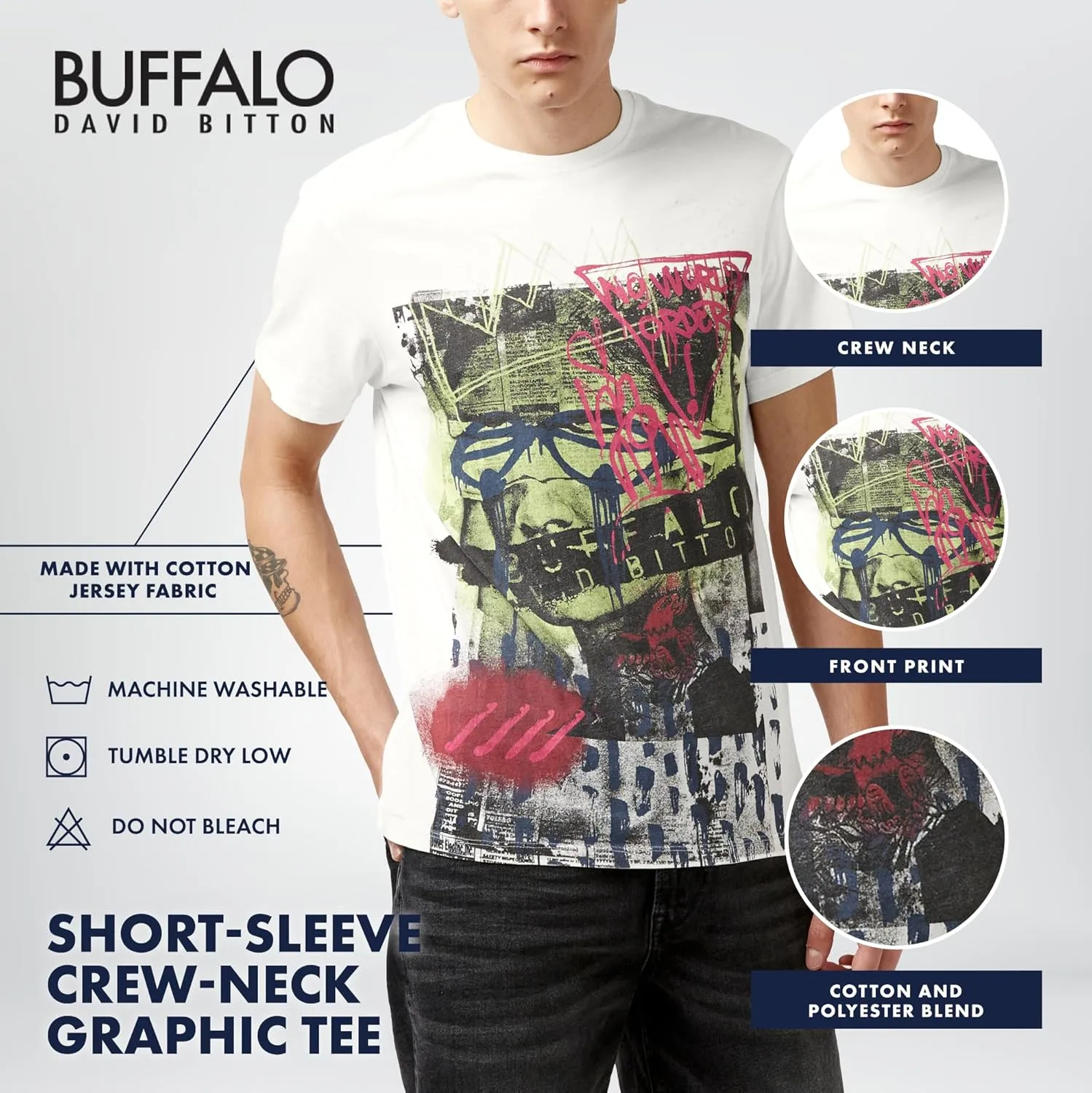 Buffalo David Bitton Men's Short Sleeve Crew Neck Graphic Tee