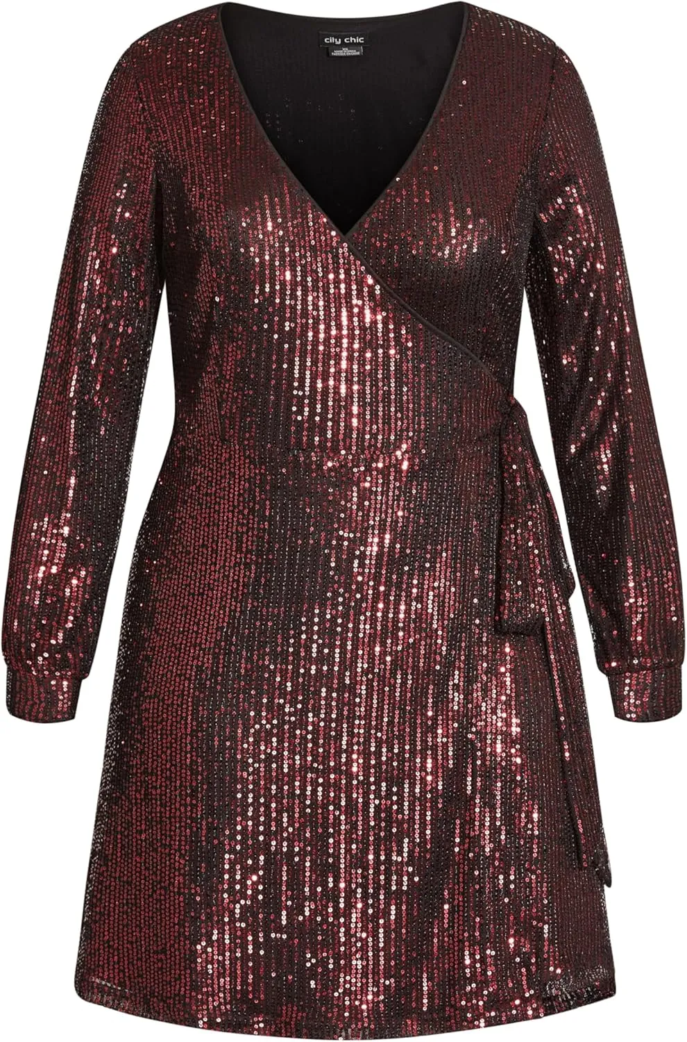 City Chic Women's Plus Size Party Glow Wrap Dress