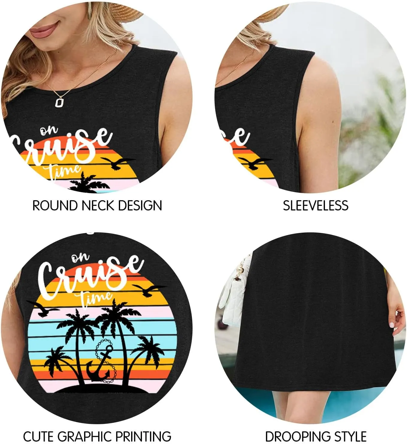 Cruise Tank Mini Dress for Women Tops Summer Graphic Sleeveless Dresses Vacation Beach Party Shirts