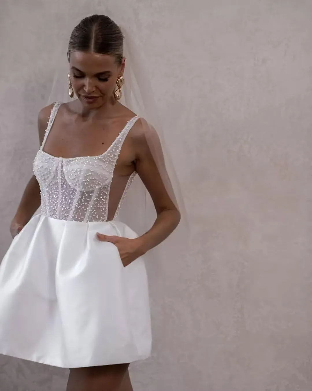 Cudiew Short Wedding Dresses for Bride 2025 Mini Bridal Dress for Women 2025 Bridal Shower Dress for Wedding
