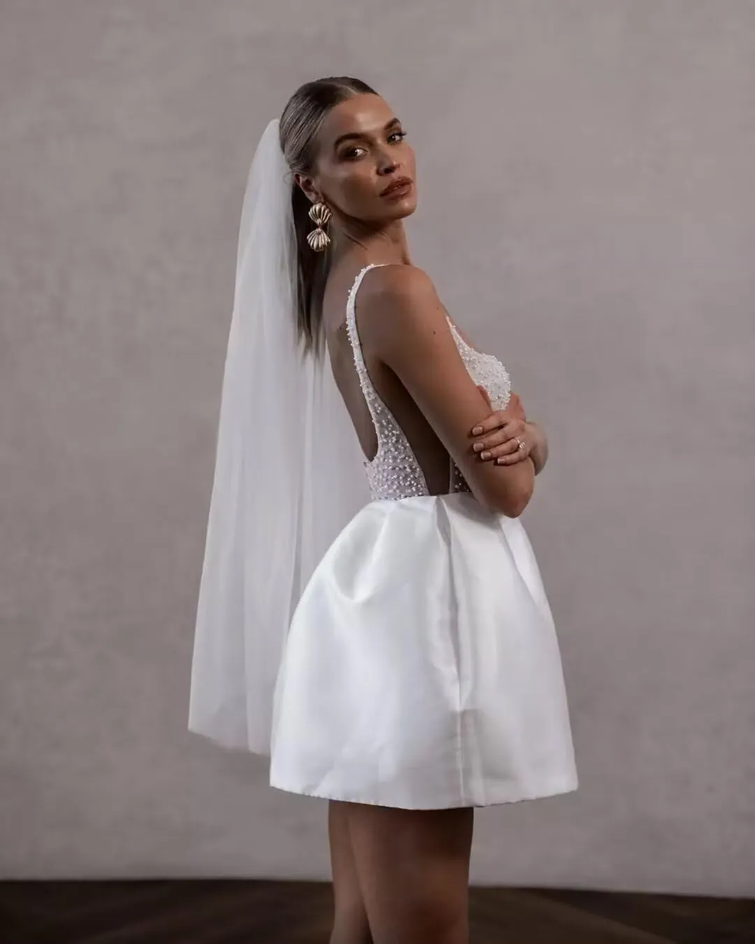 Cudiew Short Wedding Dresses for Bride 2025 Mini Bridal Dress for Women 2025 Bridal Shower Dress for Wedding