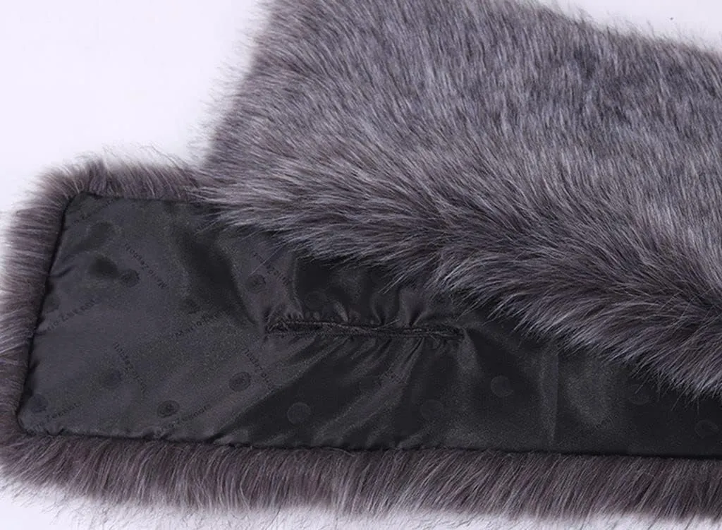 DJBM Women's Faux Fur Shawl Wraps Cloak Coat Sweater Cape for Evening Party
