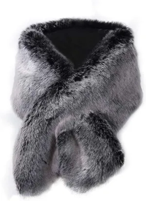 DJBM Women's Faux Fur Shawl Wraps Cloak Coat Sweater Cape for Evening Party
