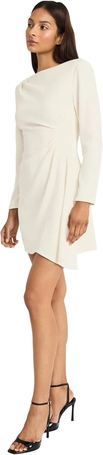 Donna Morgan Women's Long Sleeve Asymmetrical Wrap Mini Pleated Waist Cocktail Party Wedding Guest Dresses