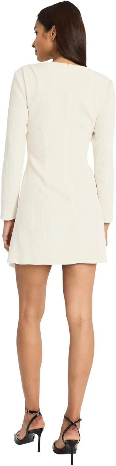 Donna Morgan Women's Long Sleeve Asymmetrical Wrap Mini Pleated Waist Cocktail Party Wedding Guest Dresses