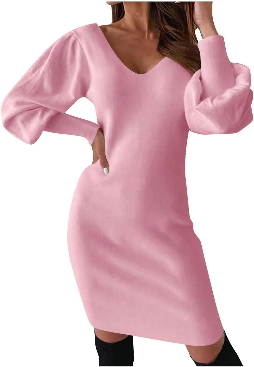 Dresses for Women Lace Crochet Sexy V Neck Backless Bodycon Lantern Sleeve A-Line Mini Dress 2025 Fashion Outfits