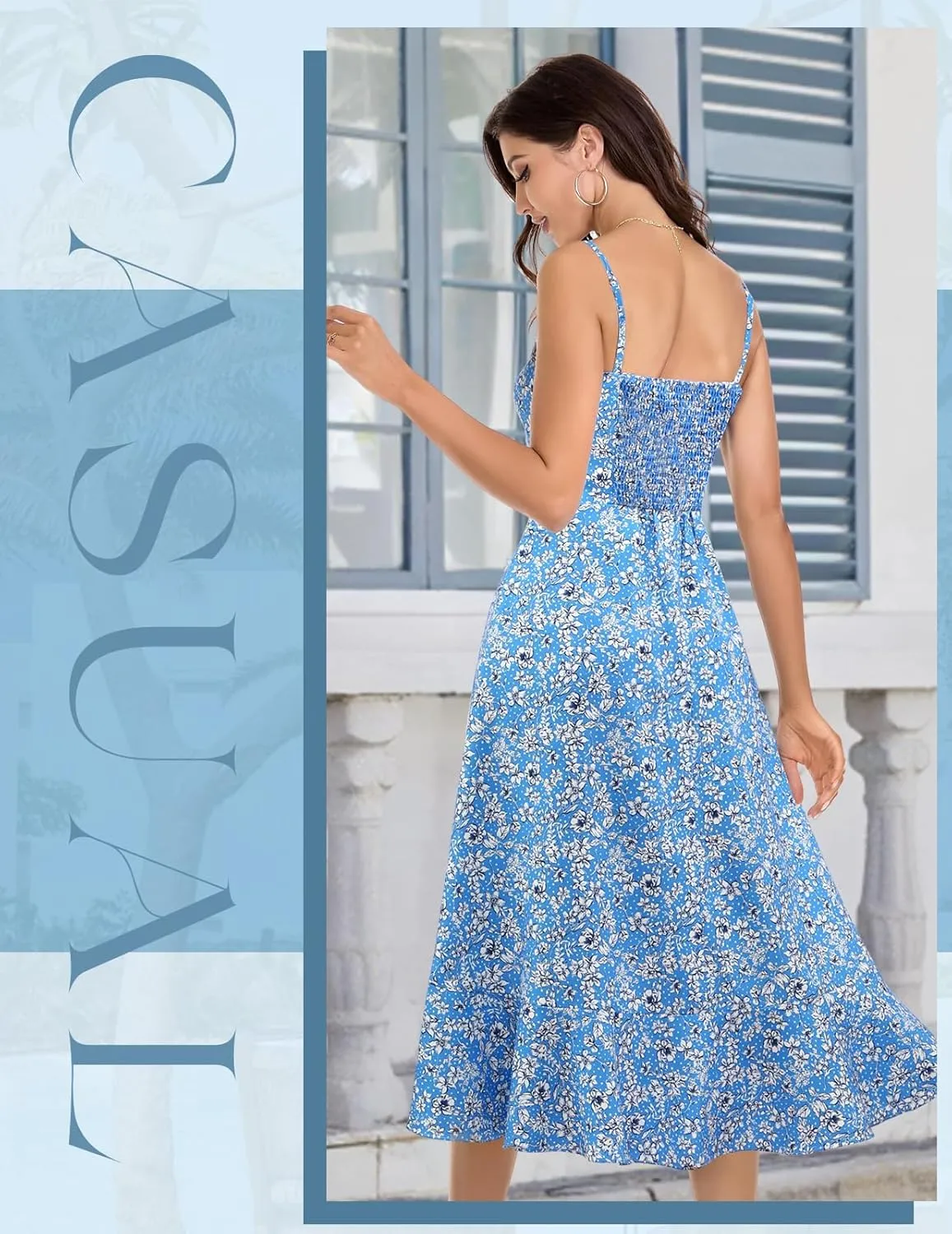 DRESSTELLS Women's Floral Summer Dress 2025, High Low Boho Strap Ruffle Casual Sundress
