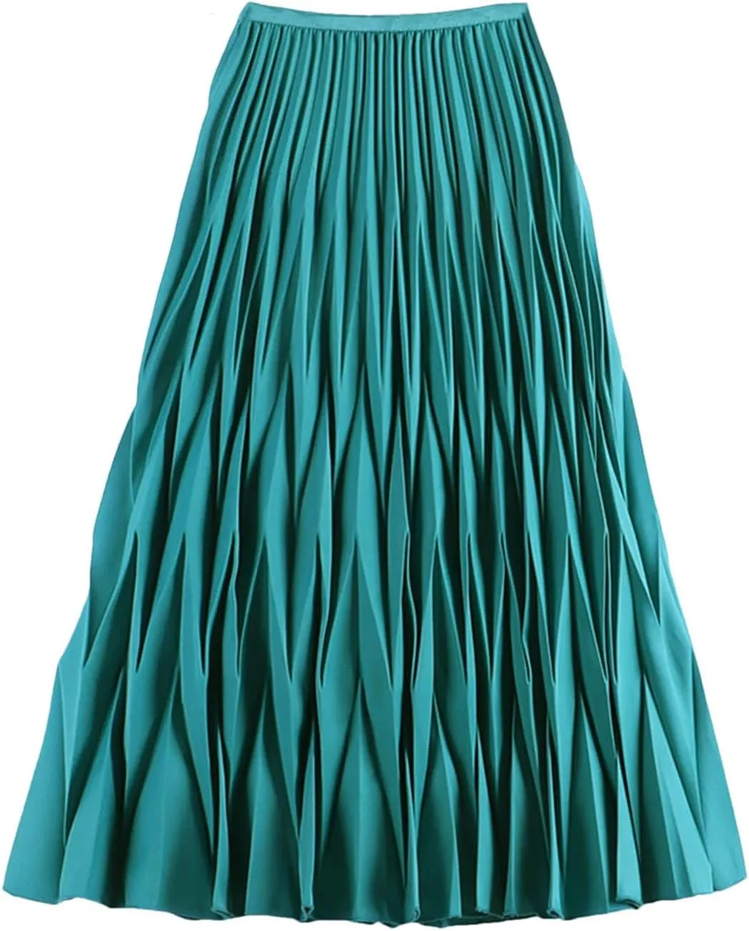 Fashion Pleated Long Skirt Women Casual Solid A Line High Waist Midi Skirt