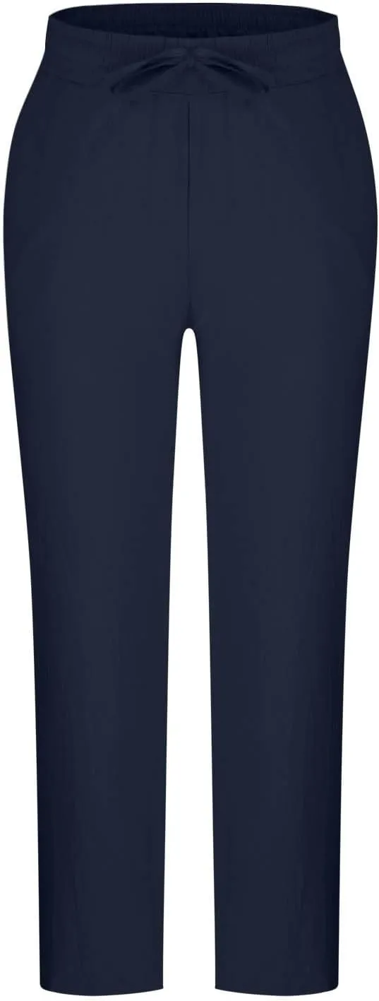 Finelylove Mens Linen Pants Summer Casual Relaxed Fit Lightweight Beach Pants Elastic Waist Straight Yoga Travel Trousers
