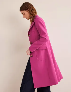 Fitted Wool Blend Maxi Coat-Pink