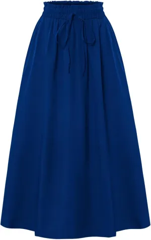 FlekmanArt Womens Maxi Skirt Summer Trendy Elastic High Waisted Boho Dress Casual Beach Flowy Swing Long Skirts with Pockets