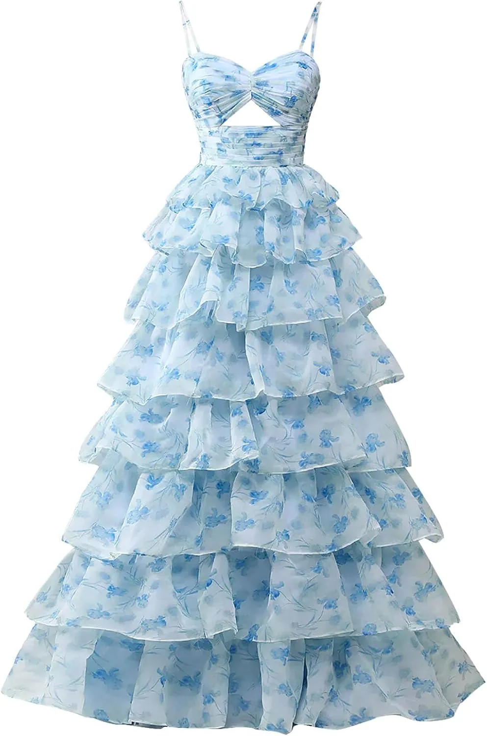 Floral Prom Dresses for Women 2025 Long Ball Gown Tiered Ruffle Chiffon Formal Evening Gown