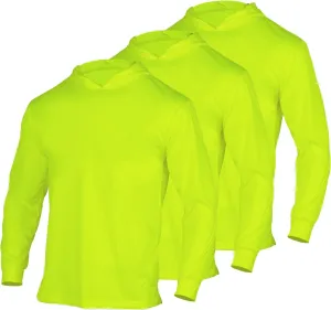 FONIRRA Safety High Visibility Long Sleeve T Shirt for Men 3 Pack Construction Work Shirts with Hood