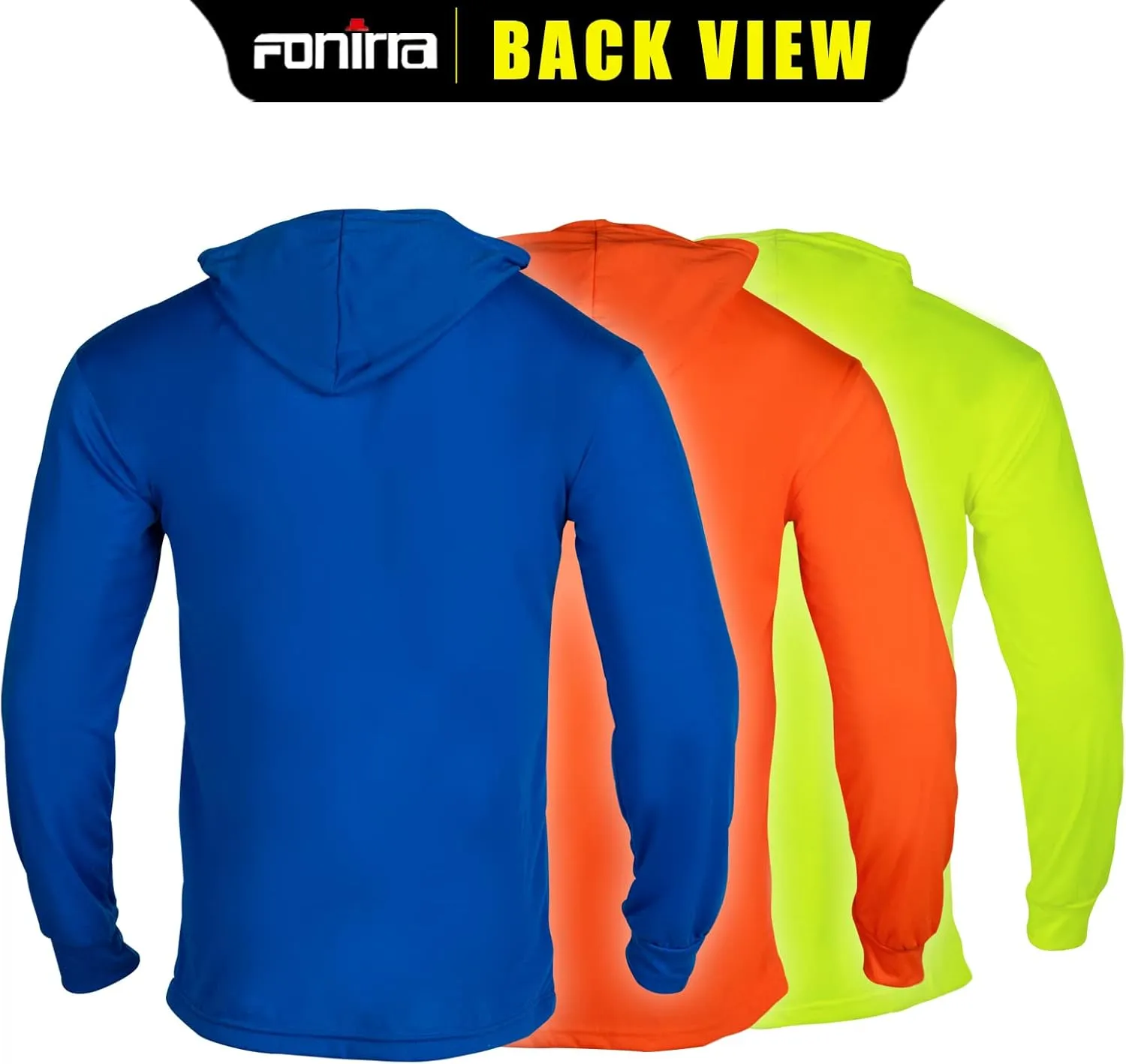 FONIRRA Safety High Visibility Long Sleeve T Shirt for Men 3 Pack Construction Work Shirts with Hood