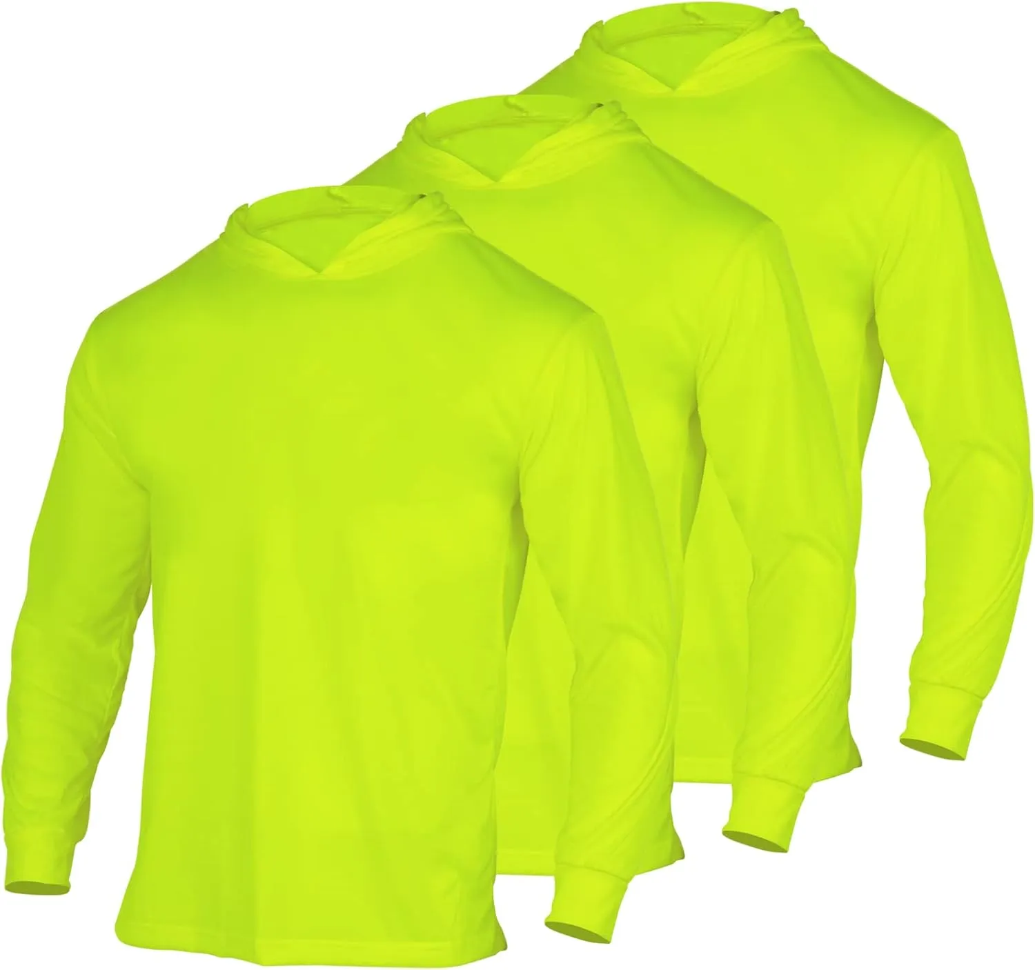 FONIRRA Safety High Visibility Long Sleeve T Shirt for Men 3 Pack Construction Work Shirts with Hood