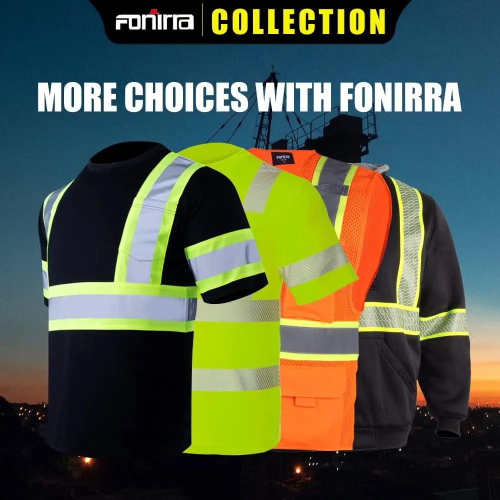 FONIRRA Safety High Visibility Long Sleeve T Shirt for Men 3 Pack Construction Work Shirts with Hood