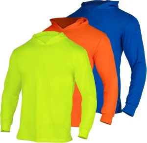 FONIRRA Safety High Visibility Long Sleeve T Shirt for Men 3 Pack Construction Work Shirts with Hood
