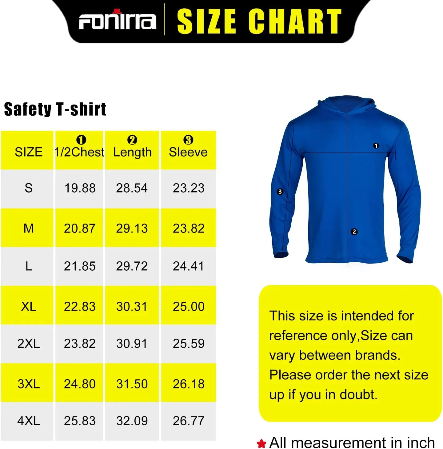 FONIRRA Safety High Visibility Long Sleeve T Shirt for Men 3 Pack Construction Work Shirts with Hood
