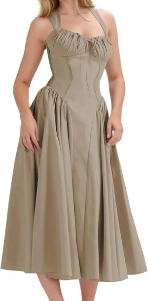 Formal Dresses for Women Loose Fit Cutout Maxi Dress Floral Backless Tied Long Sundress Dressy Tank Midi Dresses
