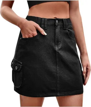 FZYLQY Women's Fashion Denim Skirts Stretchy High Waisted Short Skirt Teen Girls Y2K Cute Going Out Vacation Work Jean Skirt