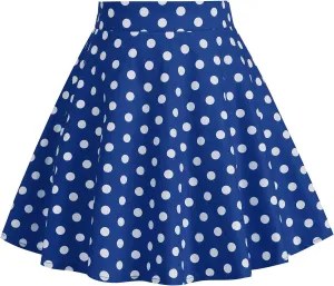 Girls Vintage Polka Dot Skirt 50s Flare A-Line Pleated 50's Full Circle Skirt 1950s Smock Waist Rockabilly Swing Party Skirts