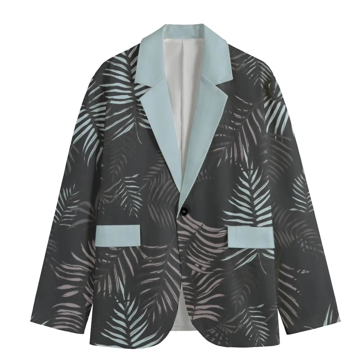 Hawaiian Vibes Printed Flat Lapel Collar Blazer