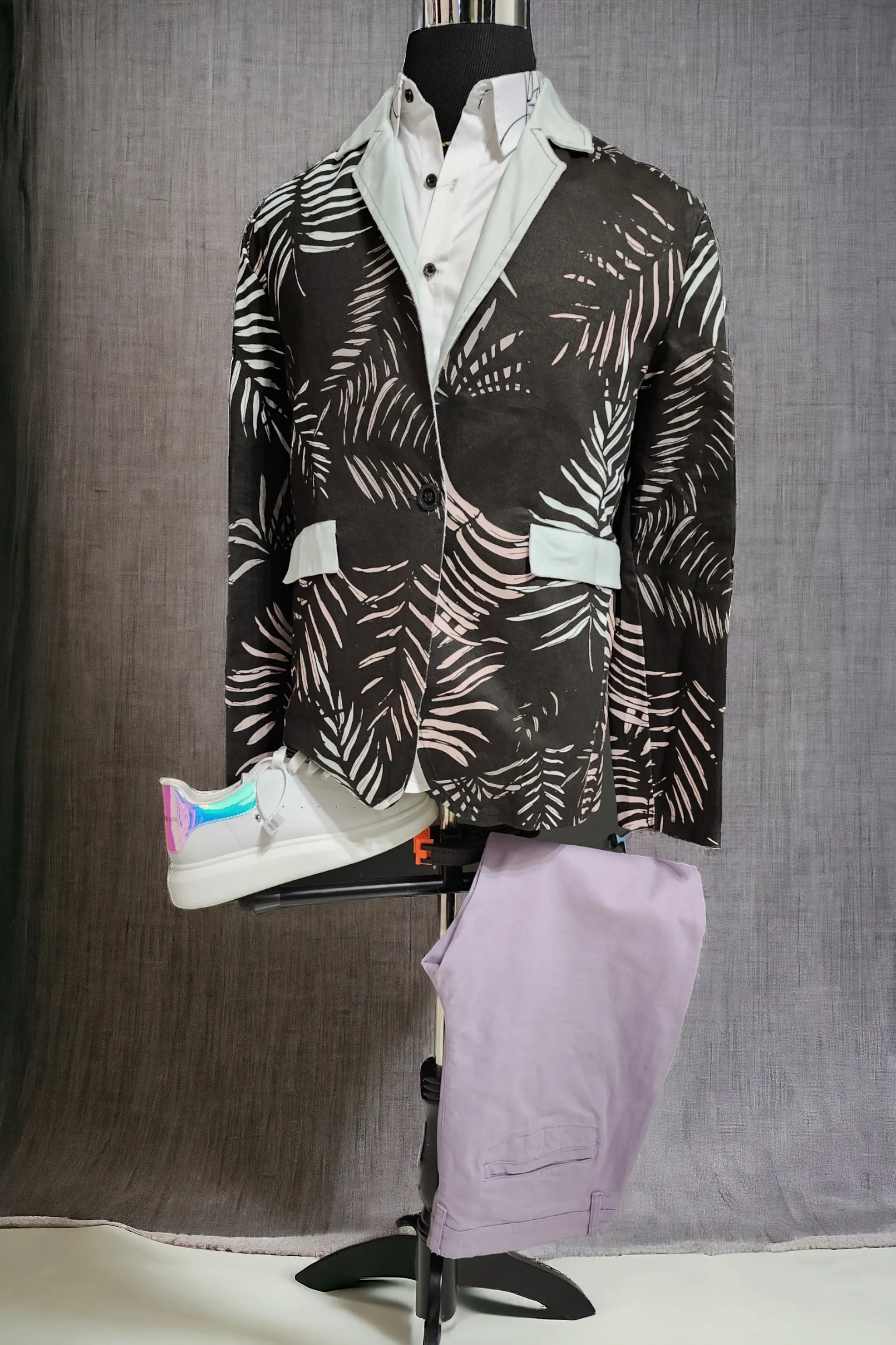 Hawaiian Vibes Printed Flat Lapel Collar Blazer