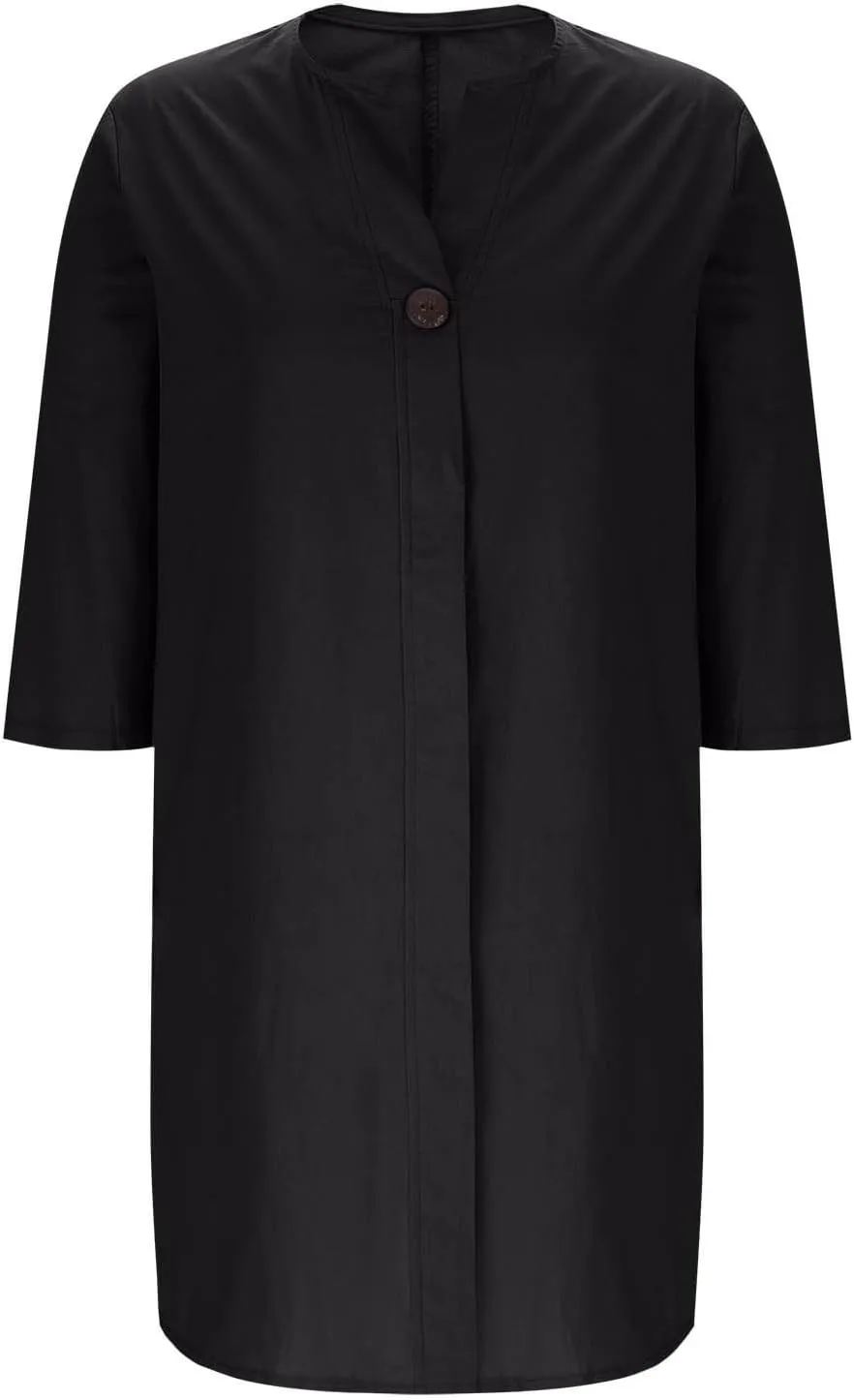 JOAU Plus Size Linen Dresses for Women 2025 Casual Summer 3/4 Sleeve V Neck Side Slit Hem Flowy Beach Midi Dress with Pockets