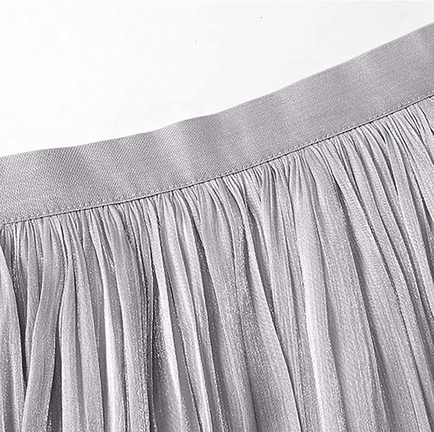 JOAU Women's Summer High Waist Pleated Skirt Casual Swing A-line Midi Skirts Lightweight Double Layered Flowy Beach Skirt