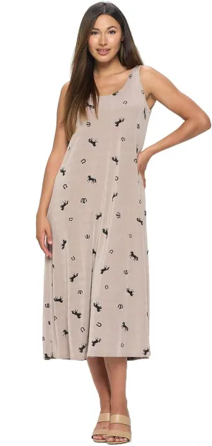 Jostar Plus Size Print Tank Long Dress Sleeveless-7000BN-TXP1