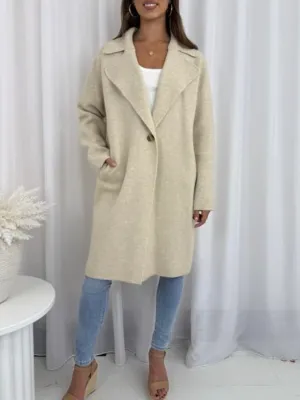 Kenly Long Knit Coatigan- Beige