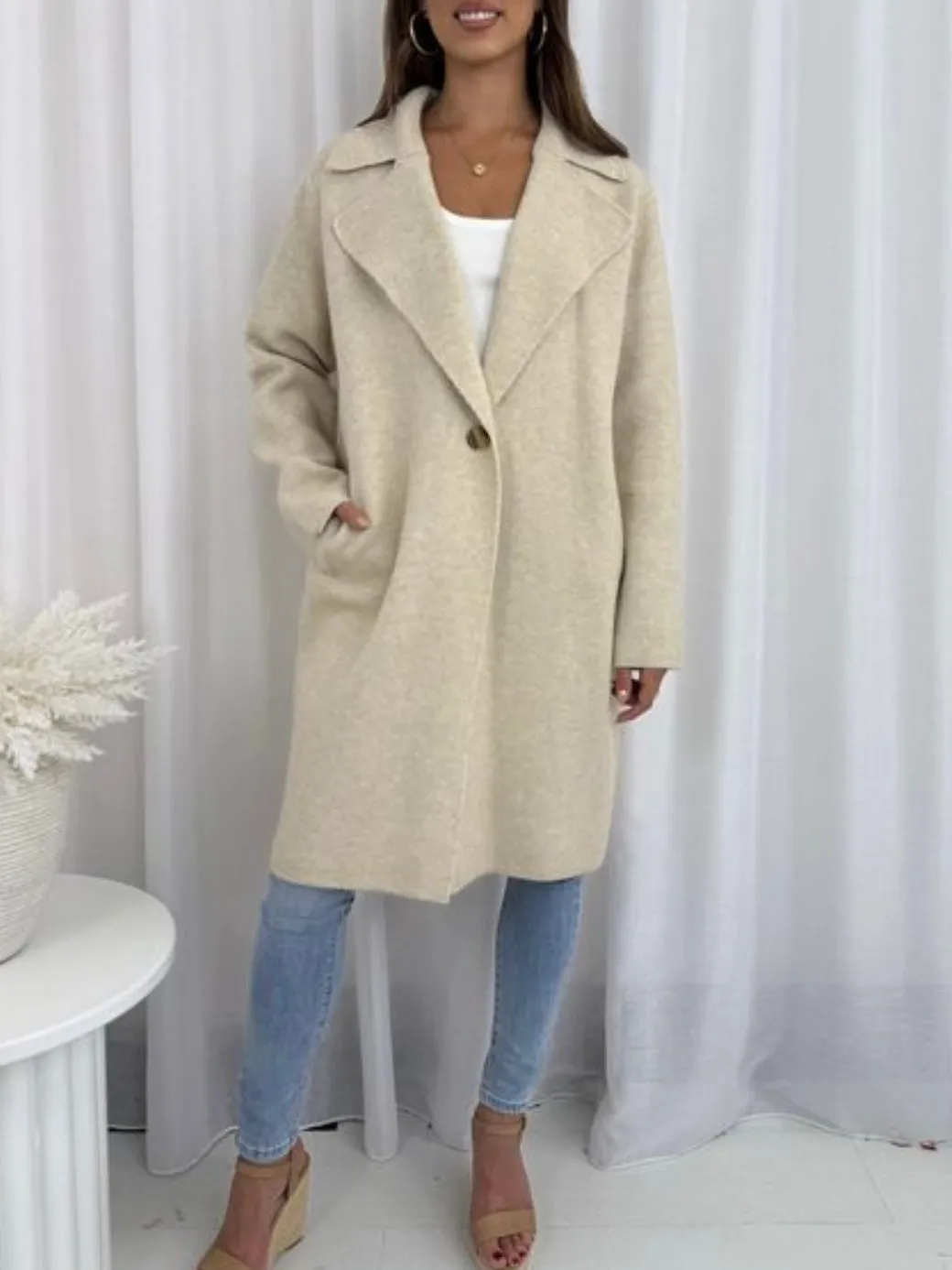 Kenly Long Knit Coatigan- Beige